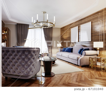 Fashionable designer living room interior in warm Fashionable designer living room interior in warm 67101040