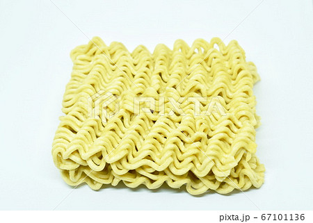 raw dry instant noodles on white background 67101136