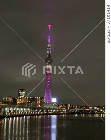 夜景に浮かぶ東京スカイツリー 67101414