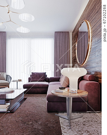 Purple corner sofa with pillows in contemporary Purple corner sofa with pillows in contemporary 67102268