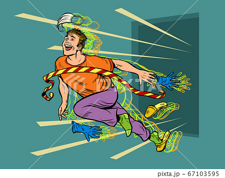 The end of quarantine. The man removes the medical mask 67103595