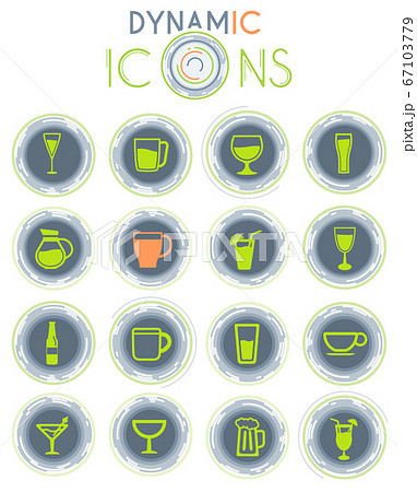 Glasses and cups dynamic icons Glasses and cups dynamic icons 67103779