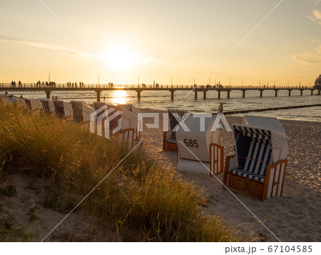 sundown at the beach of zingst in germany 67104585