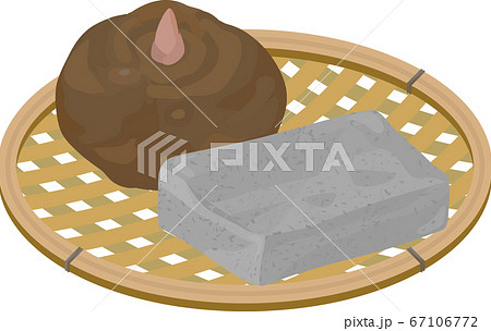 こんにゃく芋とこんにゃくのかご盛りイラスト 67106772