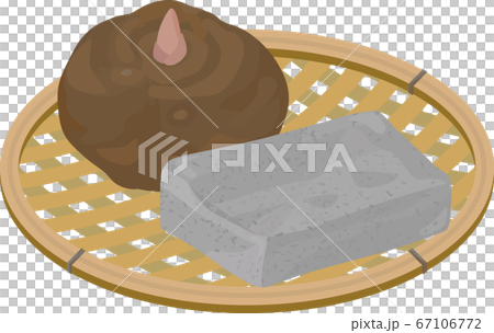 こんにゃく芋とこんにゃくのかご盛りイラスト 67106772