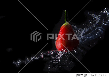 The water is splashed rose apple  on the  until the water is distributed 67106779