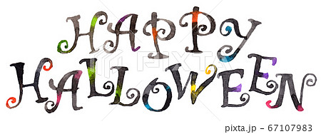 水彩HappyHalloween装飾文字_黒 67107983