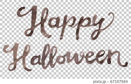 水彩的萬聖節快樂草書字母_黑色 67107984