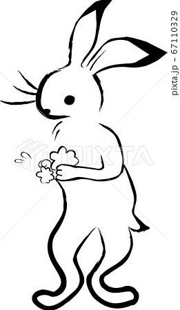 手洗いするウサギ 鳥獣戯画 のイラスト素材