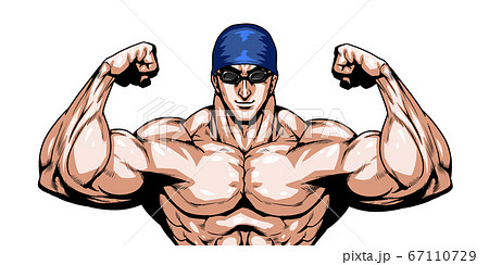 水泳,スイミング,オリンピック,スポーツ,日本代表,劇画,漫画,筋肉,ボディビル,マッチョ,ポーズ, 67110729