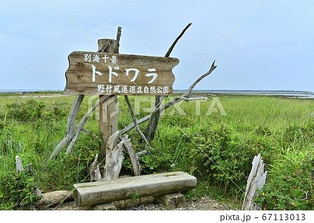 野付半島のトドワラ遊歩道の銘板 野付半島のトドワラ遊歩道の銘板 67113013