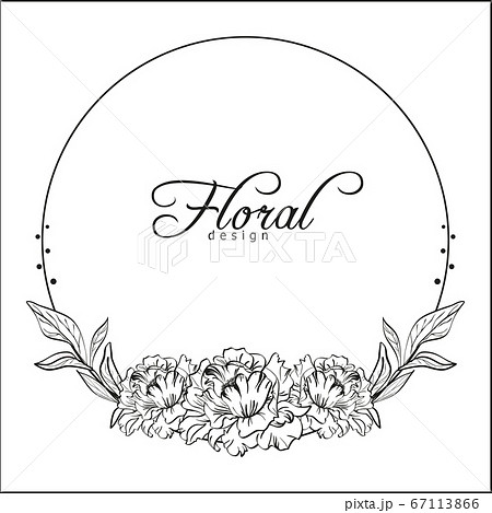 frame made with peony flowers leaves and mockup for template 67113866