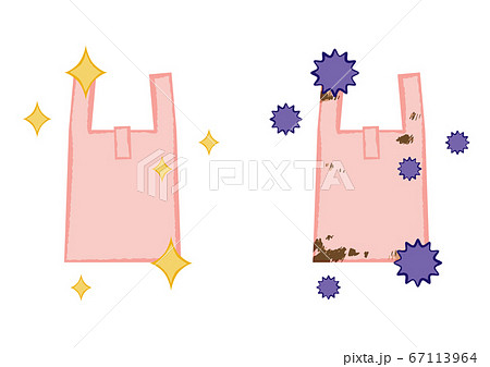 ベクター エコバッグの清潔 不潔の比較イラストのイラスト素材