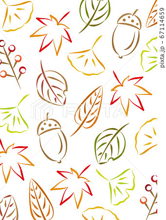 紅葉やイチョウなど秋のオシャレな縦背景 手書き風のイラスト素材