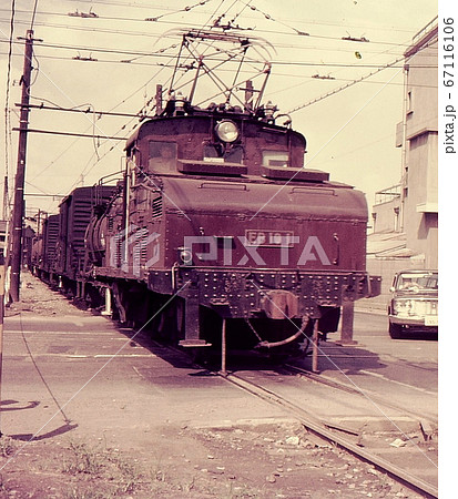 昭和42年 EB10牽引貨物列車 須賀貨物線 東京都 王子の写真素材