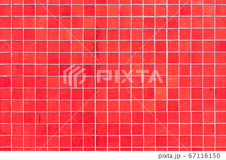 High resolution picture of red square mosaic tiles 67116150