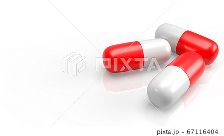 The red white capsule 3d rendering for medical content. 67116404