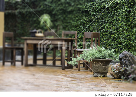 Blur background of outdoors garden furniture set Blur background of outdoors garden furniture set 67117229