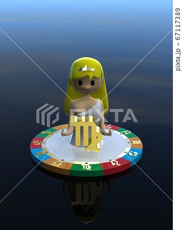 CGイラスト 4つの属性を表す台に乗った星占いのキャラクター 乙女座 CGイラスト 4つの属性を表す台に乗った星占いのキャラクター 乙女座 67117389