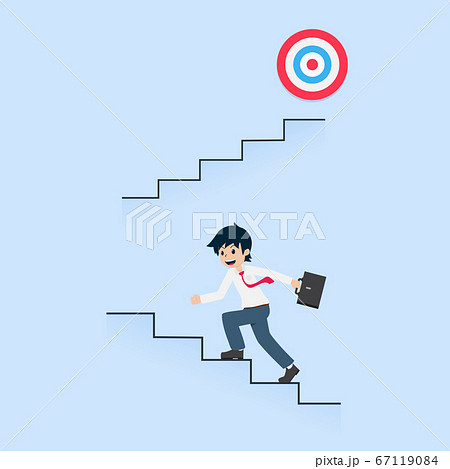 Salary Man Stepping up the stairs to reach the Salary Man Stepping up the stairs to reach the 67119084