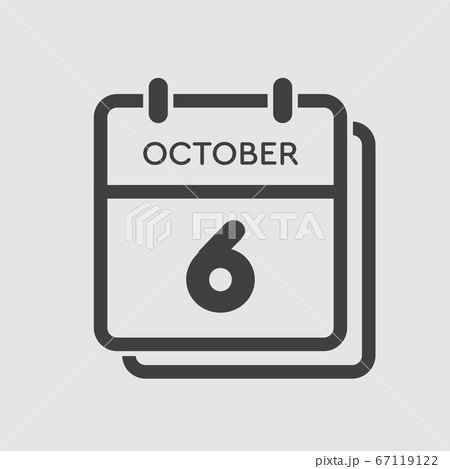 Calendar icon day 6 October, template icon date Calendar icon day 6 October, template icon date 67119122