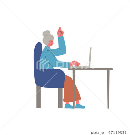 Video call. Interview online. Adult woman sitting 67119331