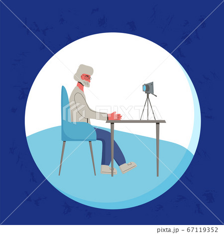 Senior blogger recording a new content. Mature man 67119352