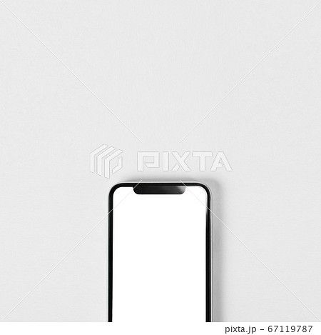 白背景の上のスマホのブランク素材の写真素材 [67119787] - PIXTA