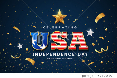 USA Word Text, American flag with golden design on blue background USA Word Text, American flag with golden design on blue background 67120351