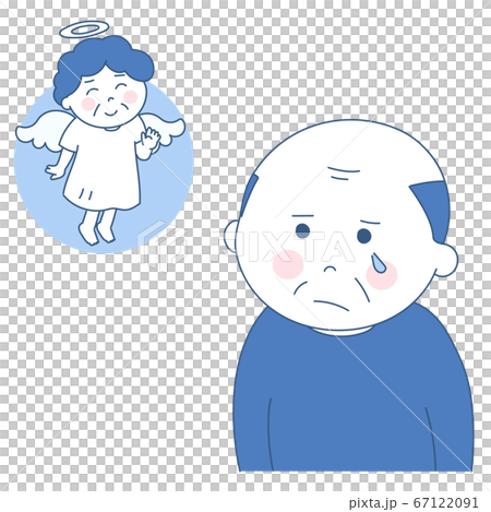 Elderly man angel illustration to remember the deceased Elderly man angel illustration to remember the deceased 67122091