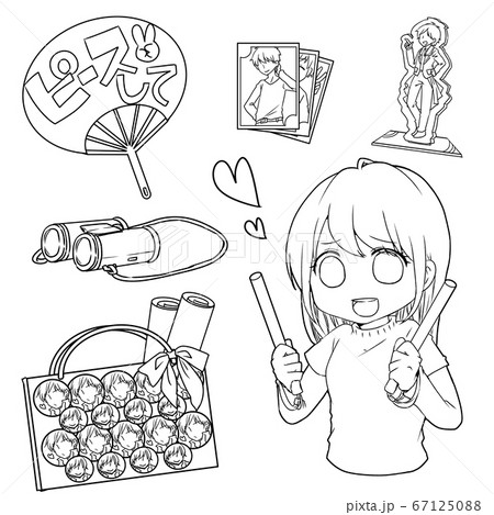 アイドルファンの女の子のイラスト素材