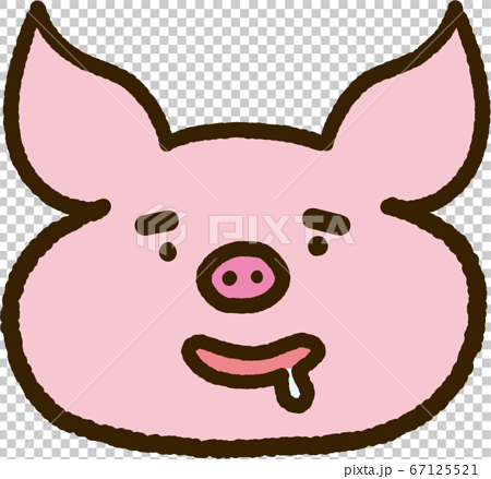 よだれをたらすオス豚の顔アイコンのイラスト素材 67125521 Pixta