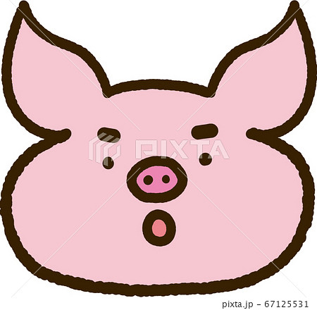驚いたオス豚の顔アイコンのイラスト素材