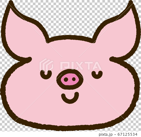 目をつぶる子豚の顔アイコンのイラスト素材