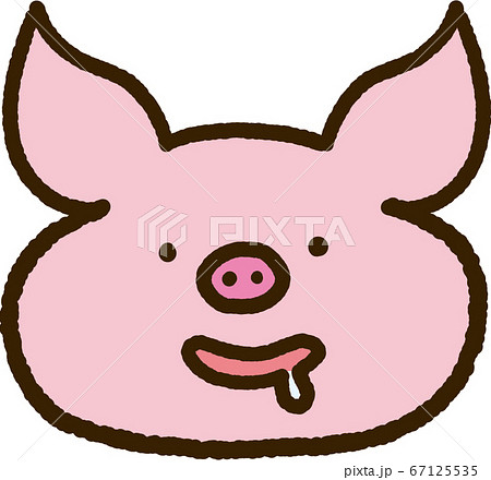 ヨダレを垂らす子豚の顔アイコンのイラスト素材