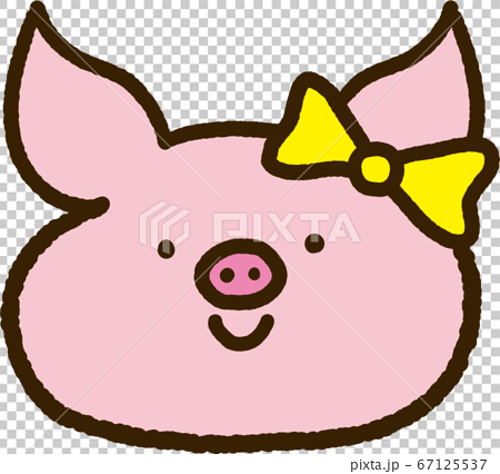 笑顔の子豚の顔アイコンのイラスト素材