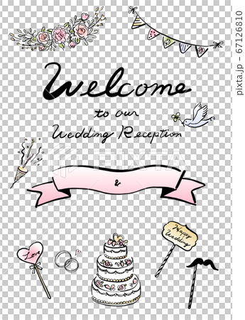 Wedding welcome board line drawing 67126810