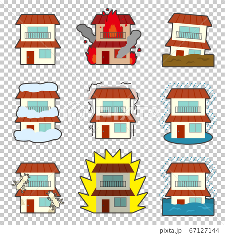家と災害のイラスト 67127144