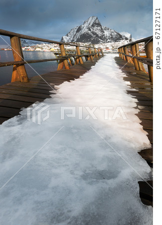 Beautiful landscape of Lofoten Island in the winter Beautiful landscape of Lofoten Island in the winter 67127171
