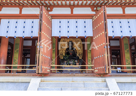東塔修復後の世界遺産薬師寺に咲く蓮花 67127773