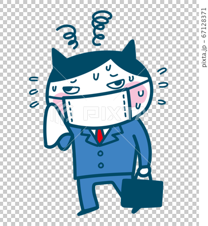 マスク熱中症 ネコのキャラクター マスク熱中症 ネコのキャラクター 67128371