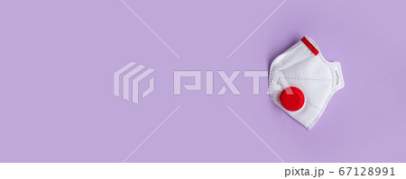 Top view of protective medical mask with valve on 67128991