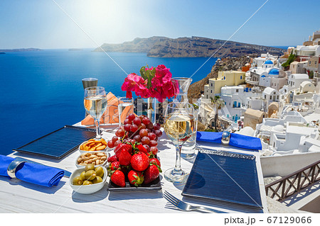 Table with a view of the Greek sea Table with a view of the Greek sea 67129066