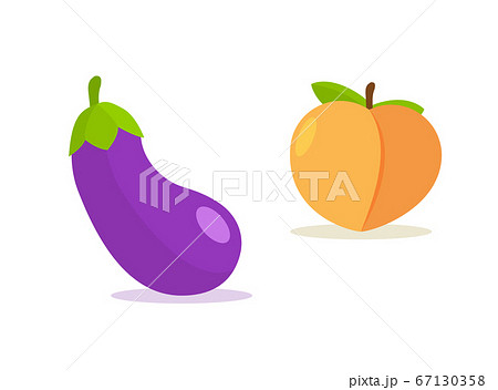 Peach cartoon emoji icon. Eggplant vector emoticon fruit Peach cartoon emoji icon. Eggplant vector emoticon fruit 67130358
