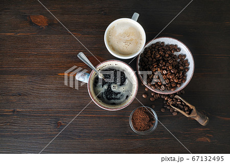 Coffee on wooden table 67132495