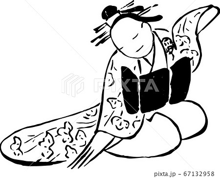 キレイな着物にうっとりする女性のイラスト素材