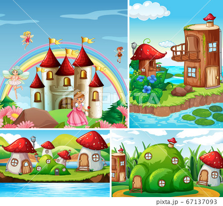 Four different scene of fantasy world with Four different scene of fantasy world with 67137093