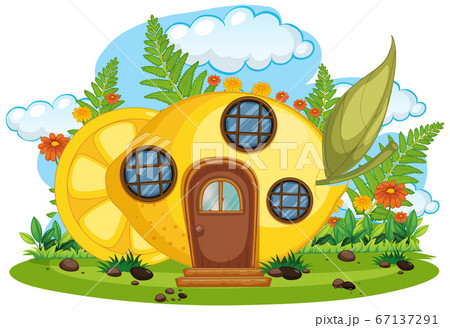 Fantasy fruit house isolated 67137291