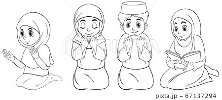 Set of differnt praying position arab muslim girl Set of differnt praying position arab muslim girl 67137294