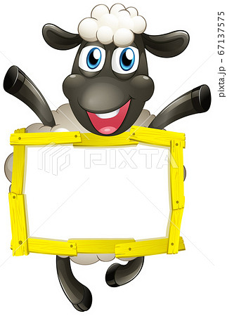 Blank sign template with cute sheep on white Blank sign template with cute sheep on white 67137575
